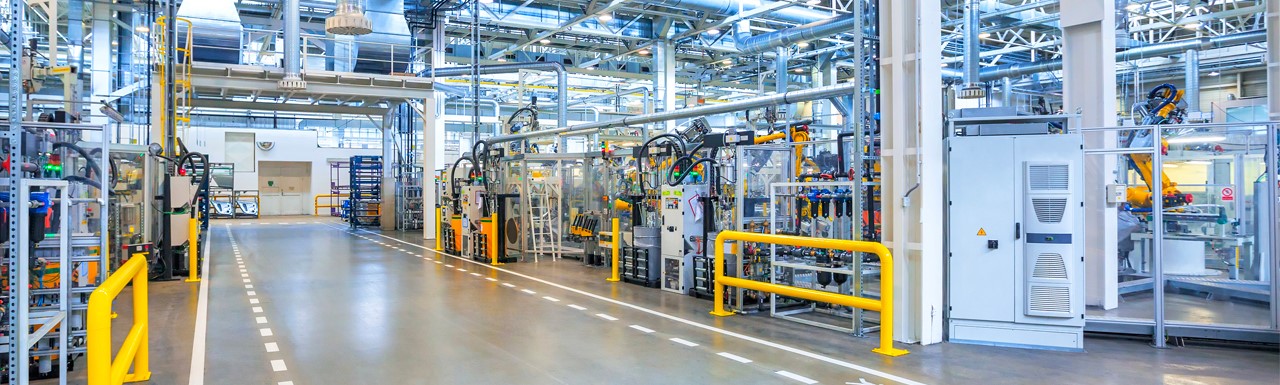 Manufacturing facility with production line machinery and equipment